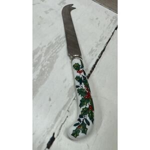 Sheffield England Christmas Holly Berries Cheese Spreader Vintage Knife